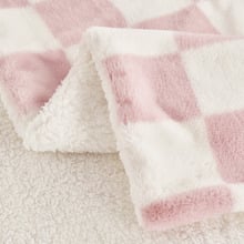 Checkered Plush Faux Fur Throw